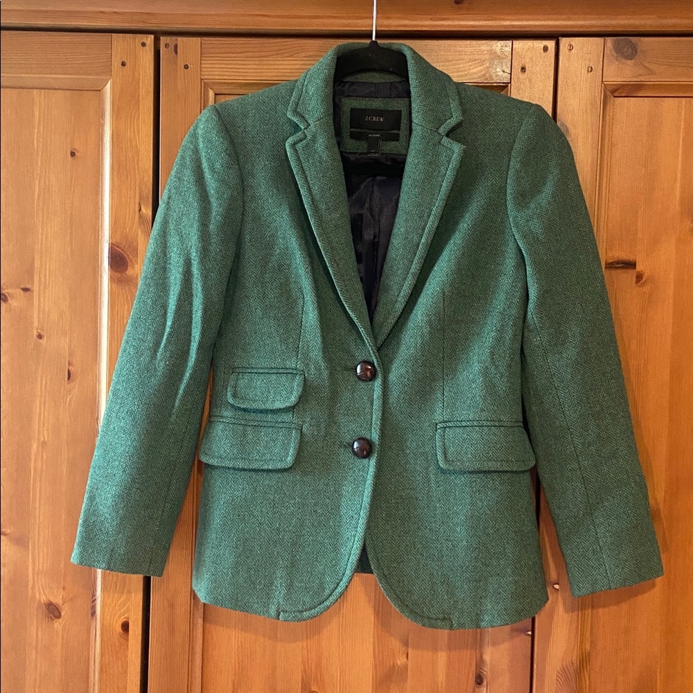 J. Crew Forest Green Wool Blazer EUC